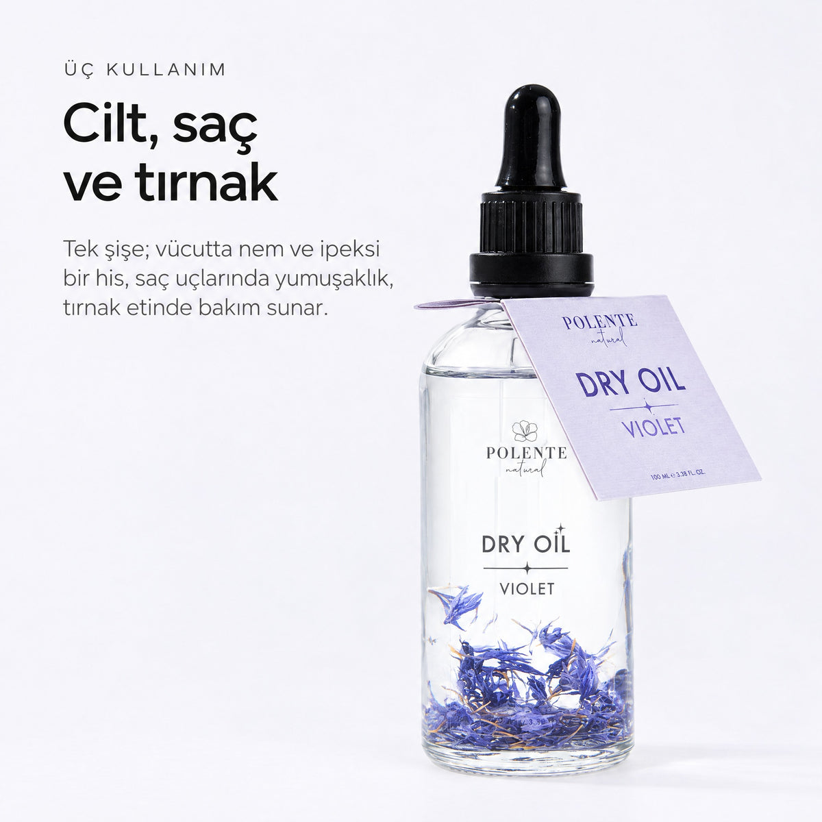 Violet Dry Oil 100 ml çok amaçlı kuru yağ — Cilt, saç ve tırnak
