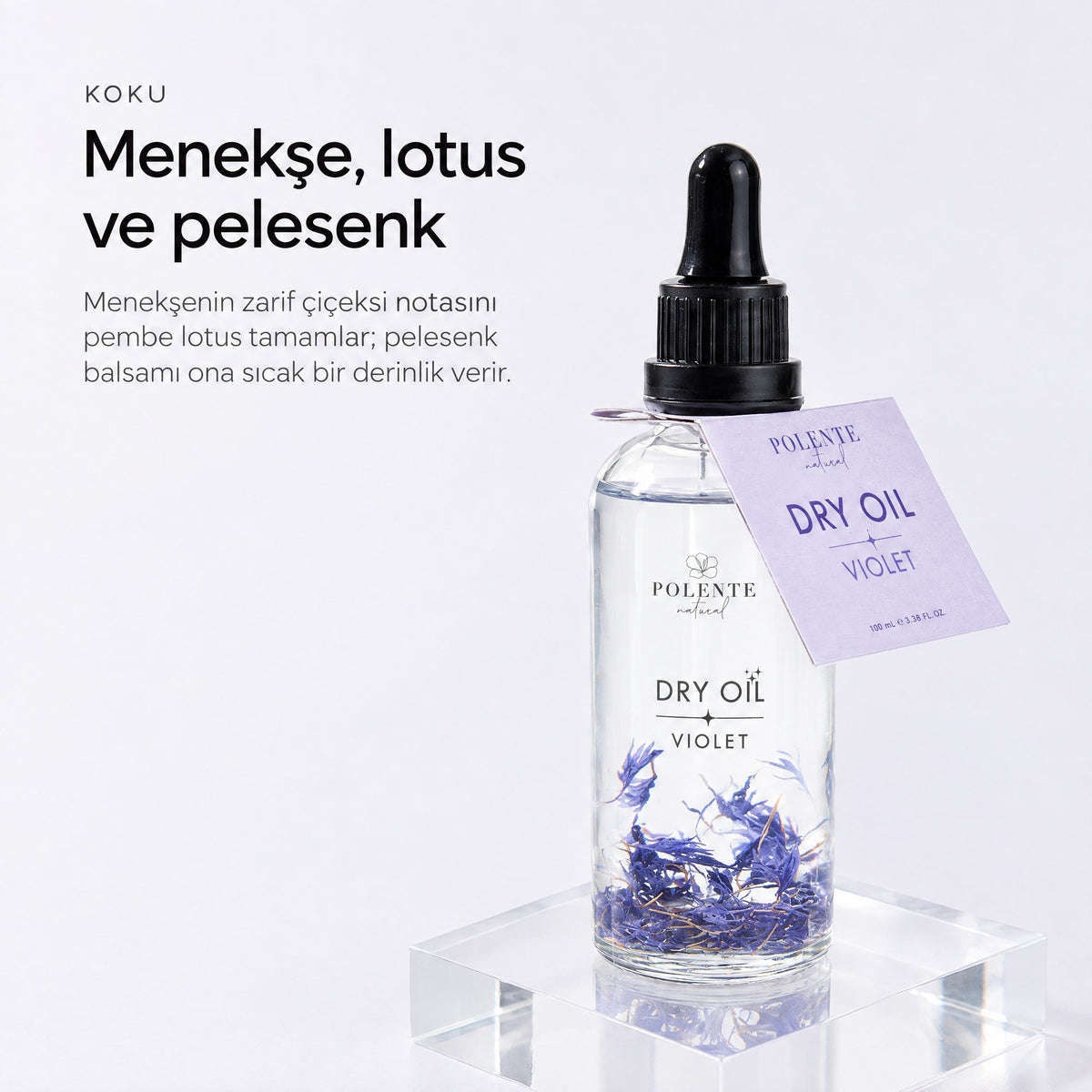 Violet Dry Oil 100 ml çok amaçlı kuru yağ — Menekşe, lotus ve pelesenk
