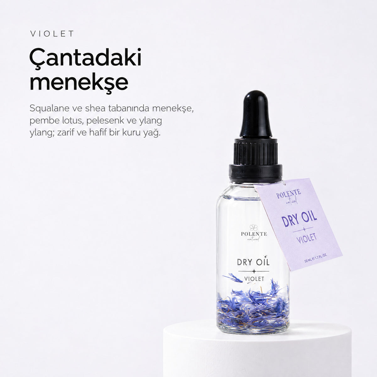 Violet Dry Oil 50 ml çok amaçlı kuru yağ — Çantadaki menekşe