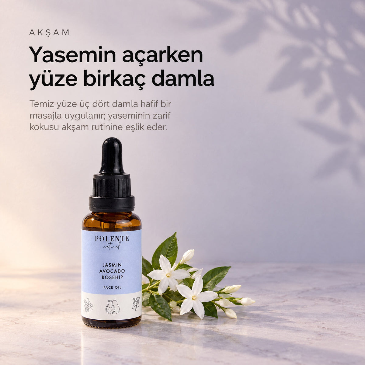 Yasemin &amp; Kuşburnu Eşitleyici Yüz Yağı 30 ml — yasemin açarken yüze birkaç damla