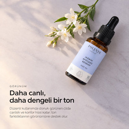 Yasemin &amp; Kuşburnu Eşitleyici Yüz Yağı 30 ml — daha canlı, daha dengeli bir ton