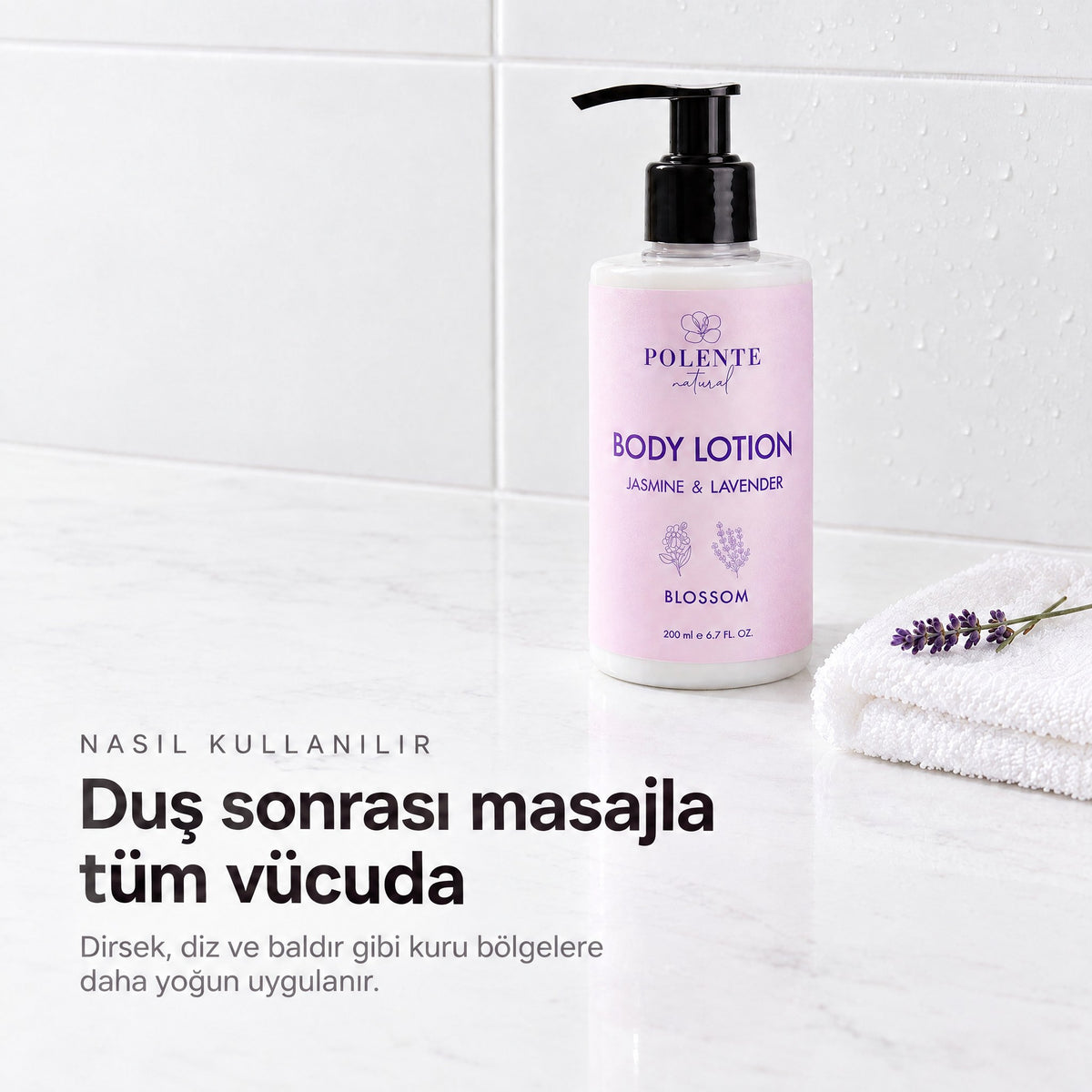 Yasemin &amp; Lavanta Vücut Losyonu 200 ml — duş sonrası masajla tüm vücuda