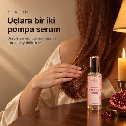 Yıpranmış Saçlar İçin Süper Bakım Seti — 3. adım: uçlara bir iki pompa serum