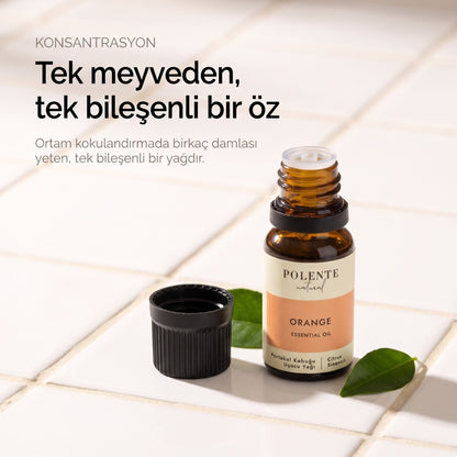 Portakal Kabuğu Uçucu Yağı — tek meyveden, tek bileşenli öz; ortam kokulandırmada birkaç damla
