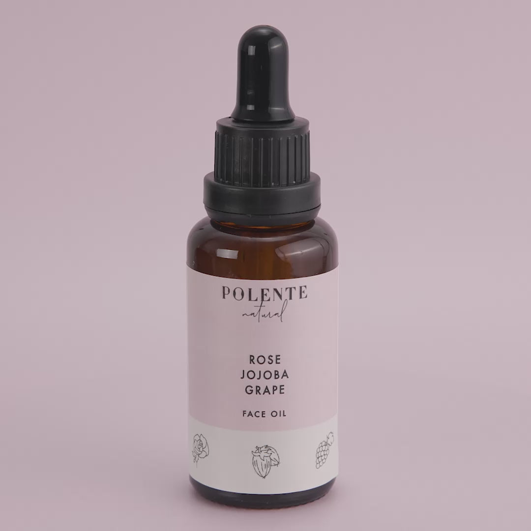 Gül & Jojoba Yüz Yağı 30 ml — Jojoba, Kuşburnu ve Gül canlandırıcı yüz yağı ürün videosu
