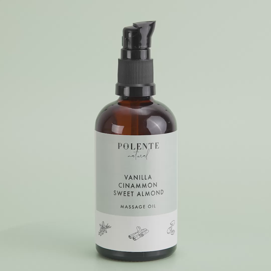 Tarçın & Vanilya Masaj Yağı 100 ml — Tatlı Badem bazlı enerji verici vücut masaj yağı ürün videosu