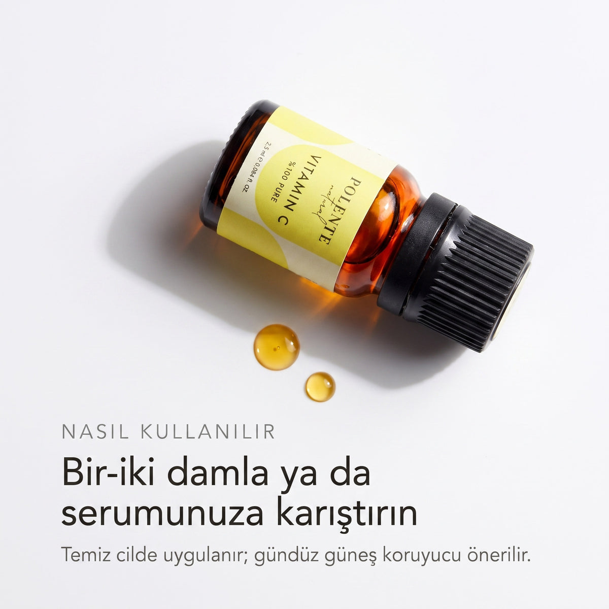 %100 PURE VİTAMİN C 2,5 ml — Bir-iki damla ya da serumunuza karıştırın