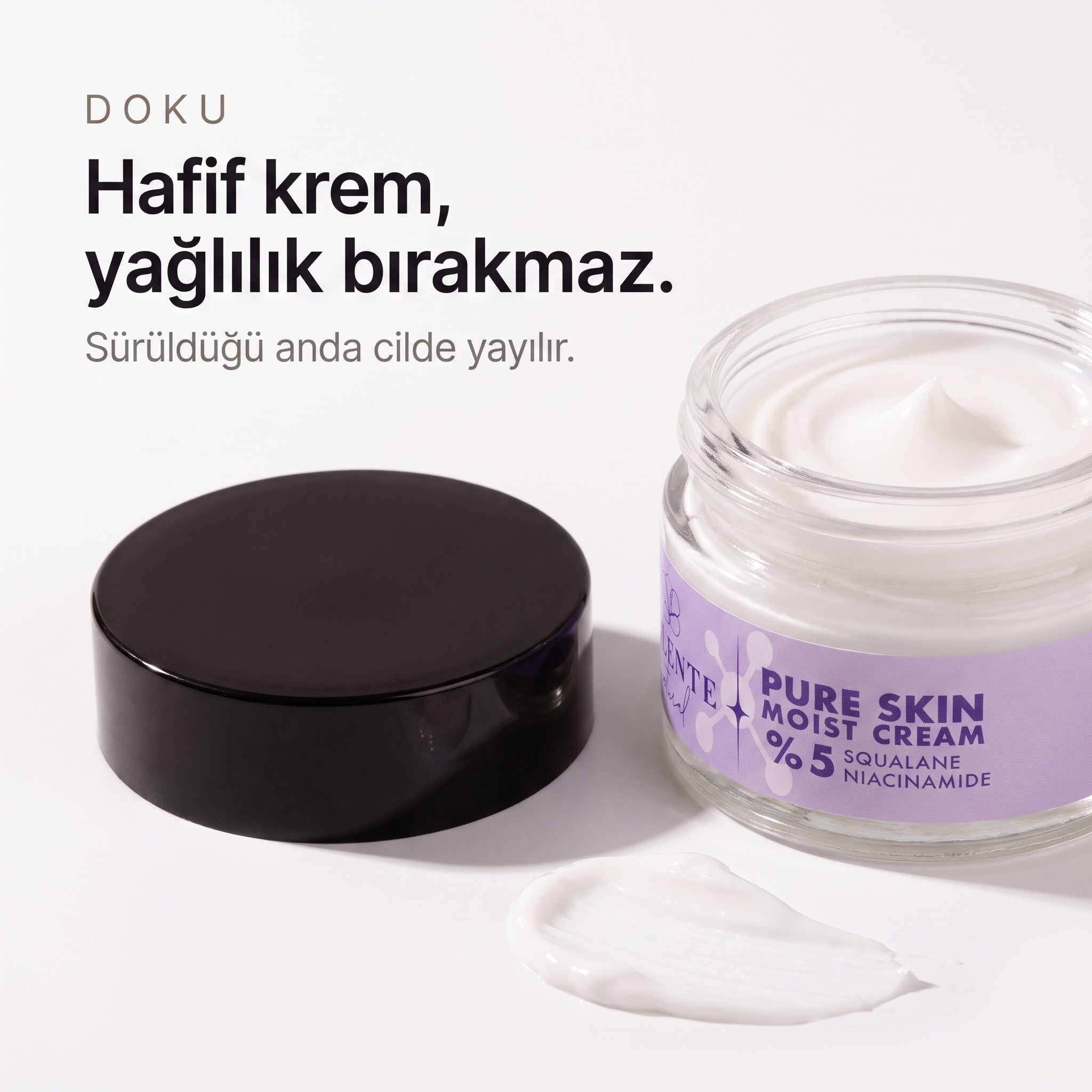 PURE SKIN MOIST CREAM 50 ml — hafif krem dokusu makro detay