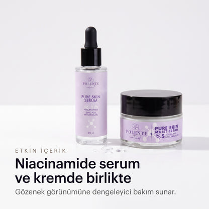 Detoks Kil Maskeli Pure Skin Seti — Niacinamide serum ve kremde birlikte