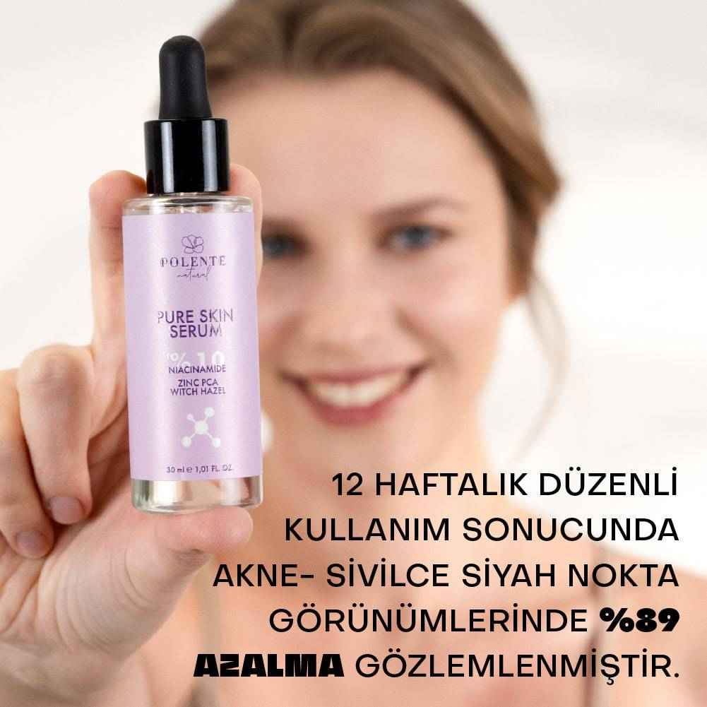 Pure Skin Serum damlalık ve şişe detayı — konsantre gözenek karşıtı serum