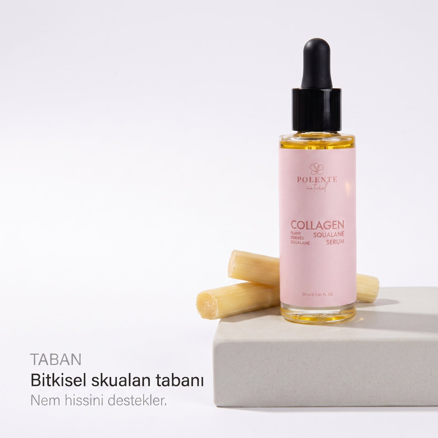 Collagen &amp; Squalane Serum 30 ml — bitkisel skualan tabanı, nem hissini destekler
