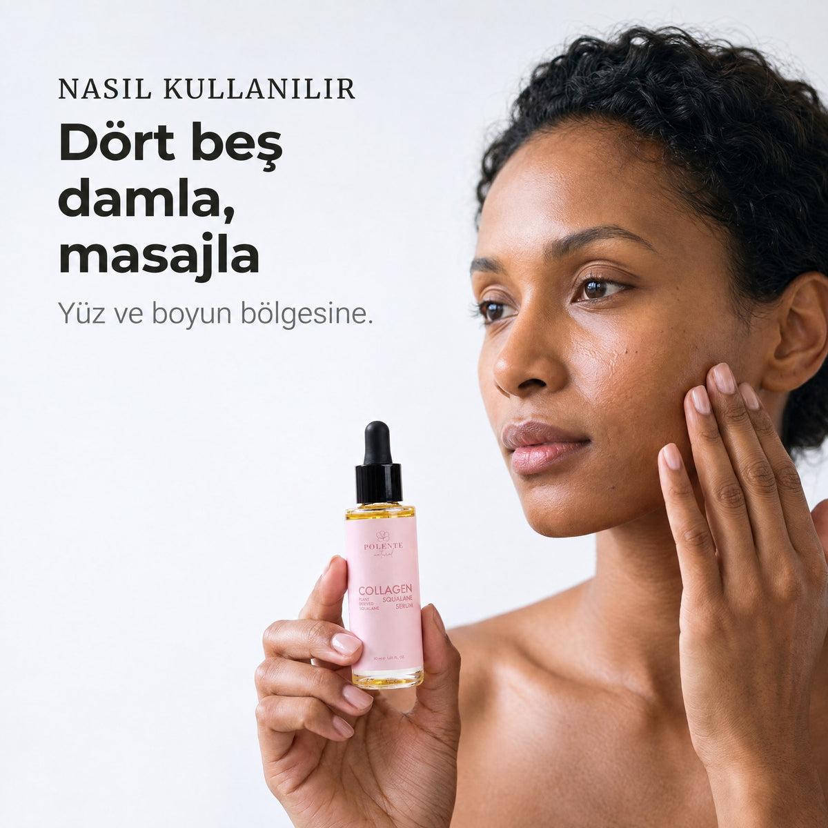 Collagen &amp; Squalane Serum 30 ml — dört beş damla, masajla yüz ve boyun bölgesine