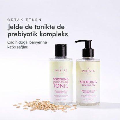 Yatıştırıcı Cilt Temizleme Seti — Jelde de tonikte de prebiyotik kompleks