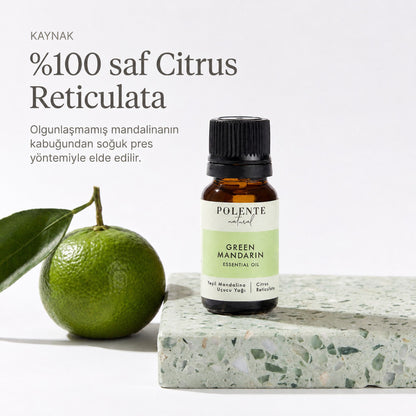 Yeşil Mandalina Uçucu Yağı — %100 saf Citrus Reticulata, olgunlaşmamış mandalina kabuğundan soğuk pres